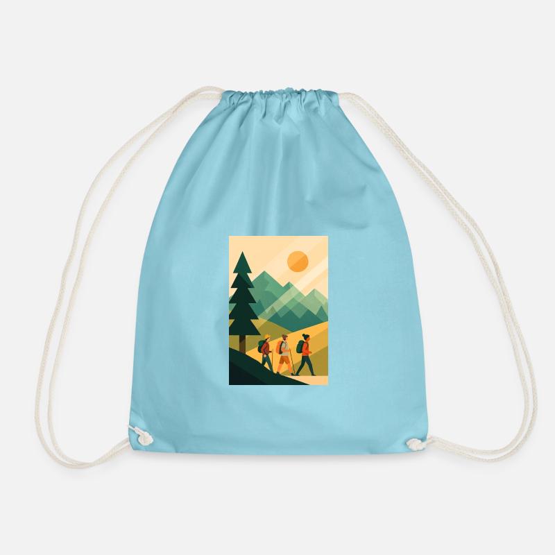 Minimalistisches Bergabenteuer - Turnbeutel - Aqua