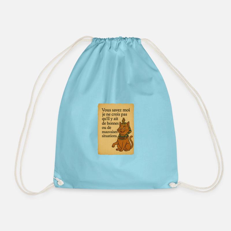 Pharaonic cat humor Alain Chabat - Drawstring Bag - aqua