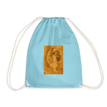 Mila Flauschiger Kuschelhund mit Spielzeugfreunden - Turnbeutel - Aqua - Vorne