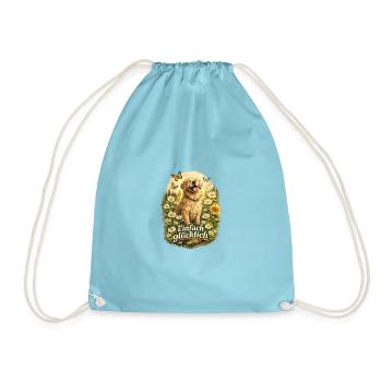 Einfach Glücklich Golden Retriever Blumenwiese - Turnbeutel - Aqua - Vorne