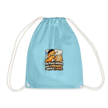 Croissants statt Cookies im Webdesign - Turnbeutel - Aqua - Vorne