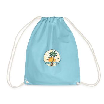 Sunset Palm Island - Drawstring Bag - aqua - Front