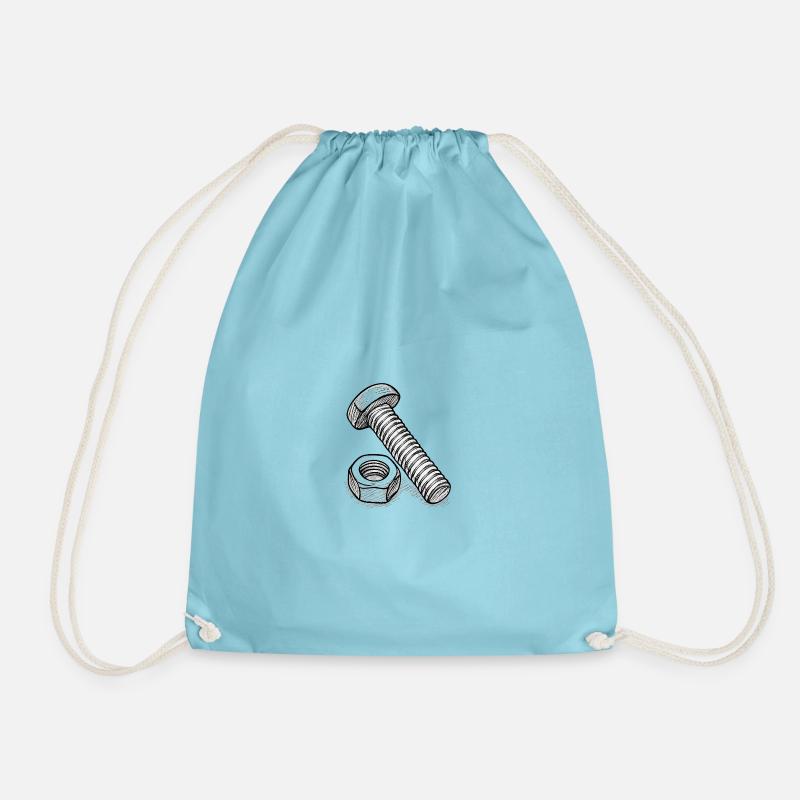 Screw and nut - Drawstring Bag - aqua