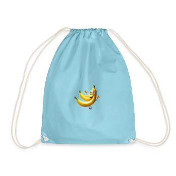 Cheerful cartoon banana with face - funny - Drawstring Bag - aqua - Front