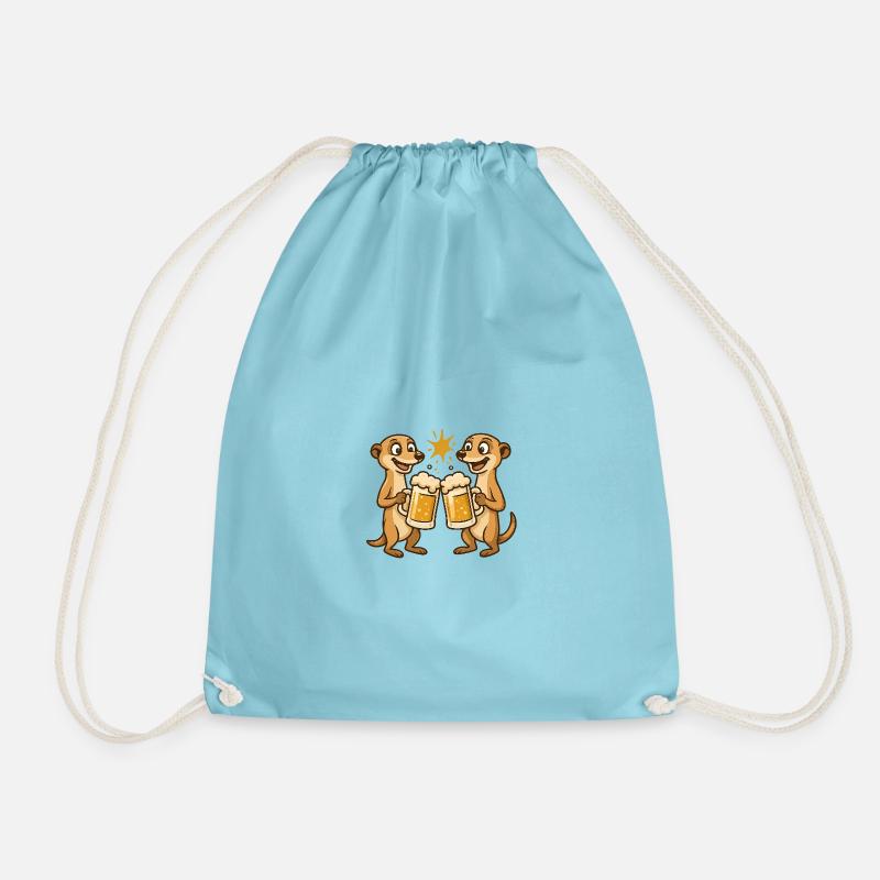 Happy otters with beer - Drawstring Bag - aqua