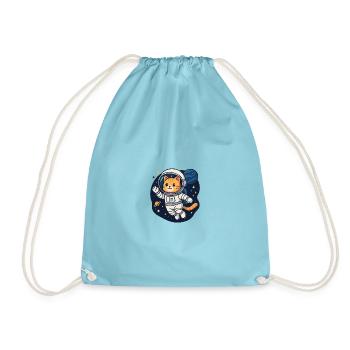 Space Cat Adventure – Kawaii Astronaut Shirt - Turnbeutel - Aqua - Vorne