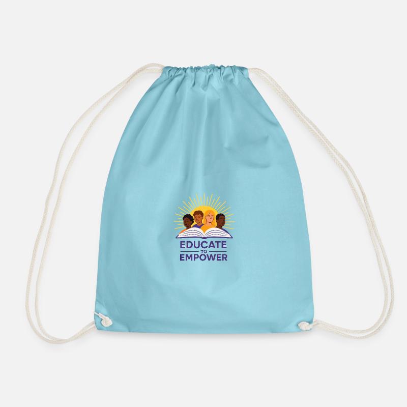 Sunlit Diversity Educational Illustration - Drawstring Bag - aqua
