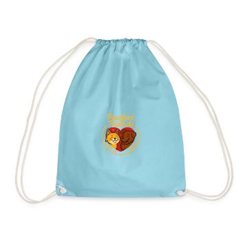 Dogs and Cat Friendship Motif - Drawstring Bag - aqua - Front