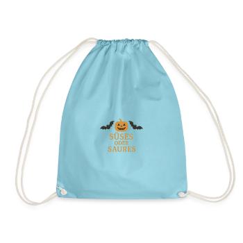 Halloween pumpkin design with bats - Drawstring Bag - aqua - Front