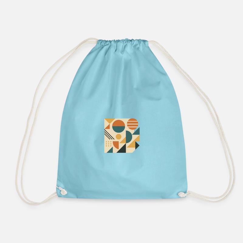 Geometric Color Tiles Pattern - Drawstring Bag - aqua