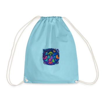 Neon Monster Family and Friends - Drawstring Bag - aqua - Front