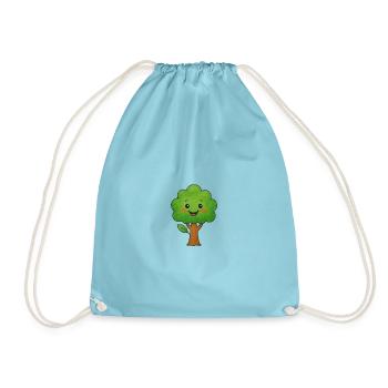 Cute Cartoon Tree – Funny Nature Motif for - Drawstring Bag - aqua - Front
