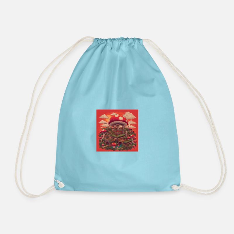 Mushroom Kingdom II - Drawstring Bag - aqua