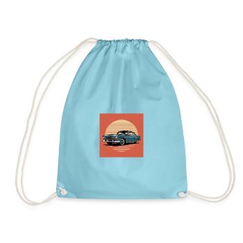 Sunset Drive Vintage Car - Drawstring Bag - aqua - Front