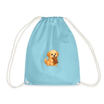 Fluffy Finds Lost Toy - Drawstring Bag - aqua - Front