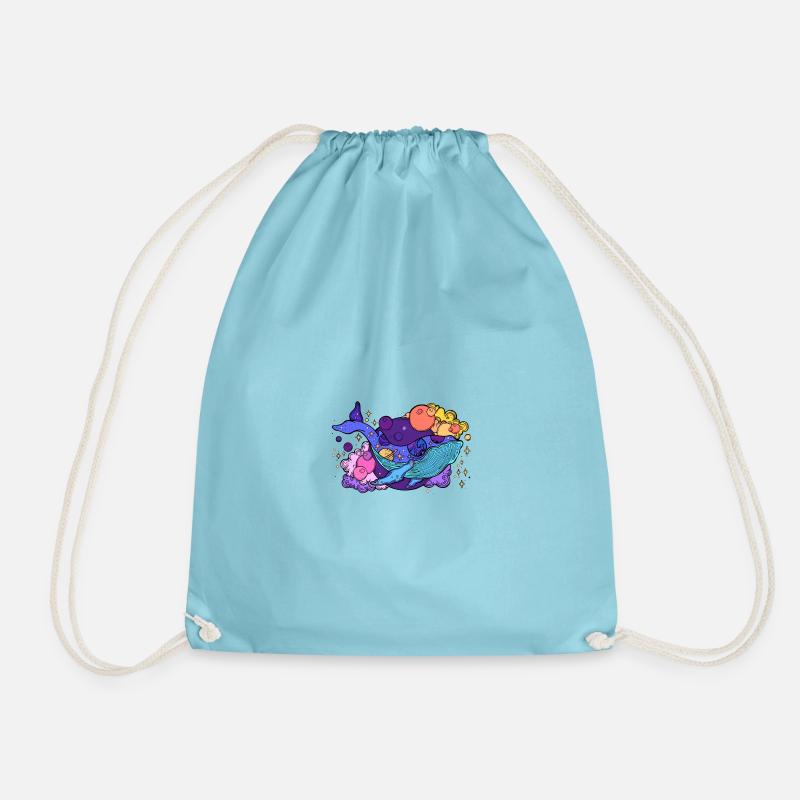 Whale Universe - Drawstring Bag - aqua