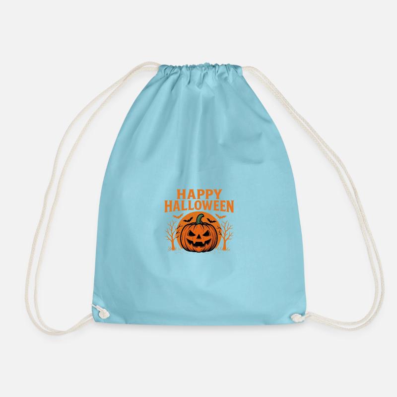 Happy Halloween pumpkin print - Drawstring Bag - aqua