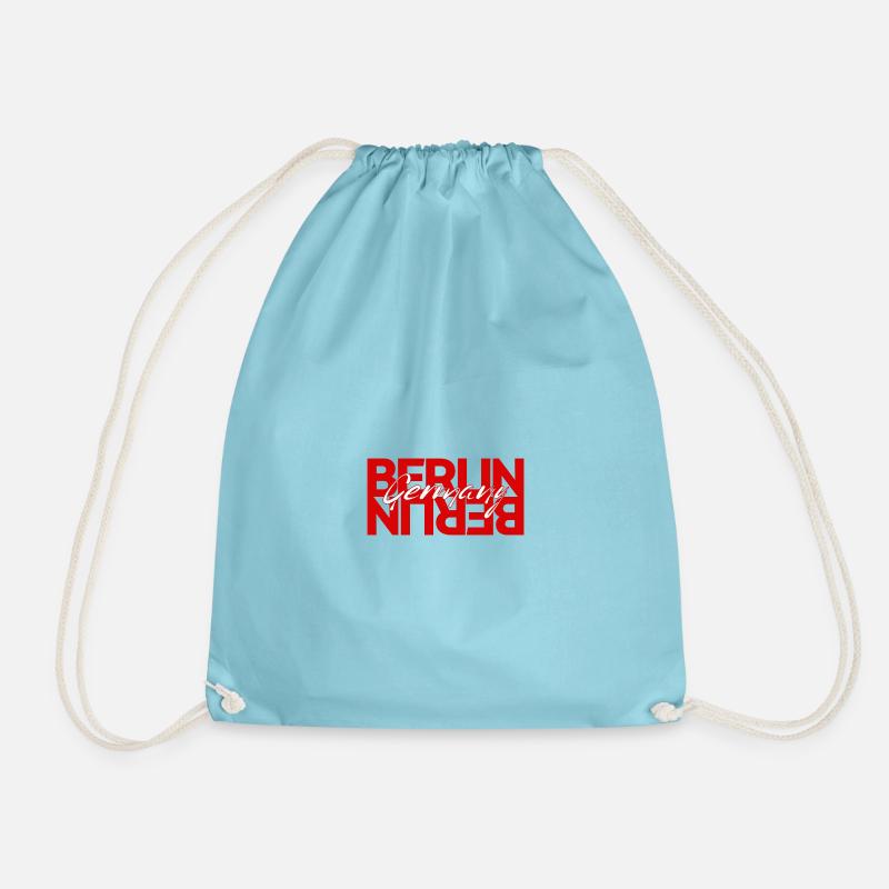 Berlin lettering overlay - Drawstring Bag - aqua