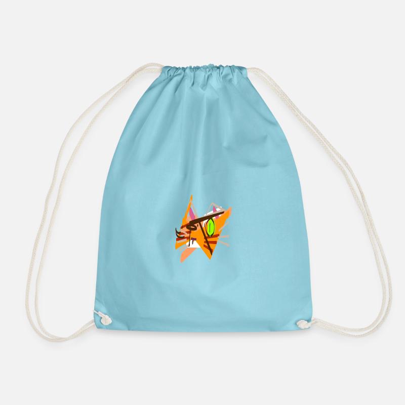 funny kitten abstract - Drawstring Bag - aqua