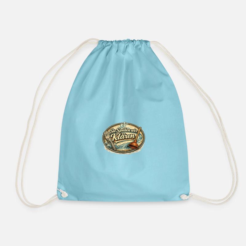 You flush we clear – plumber humor - Drawstring Bag - aqua