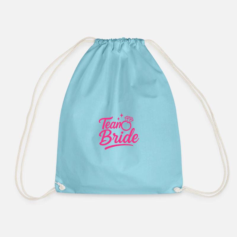 Team Bride Pink Ring Script - Drawstring Bag - aqua