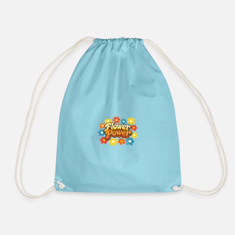 Flower Power Retro - Turnbeutel - Aqua