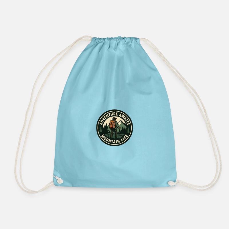 Adventure Wait Mountain Life - Drawstring Bag - aqua