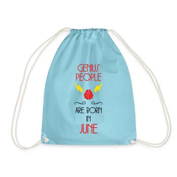 Dschinn, geboren im Juni – Geburtsgeschenk - Turnbeutel - Aqua - Vorne