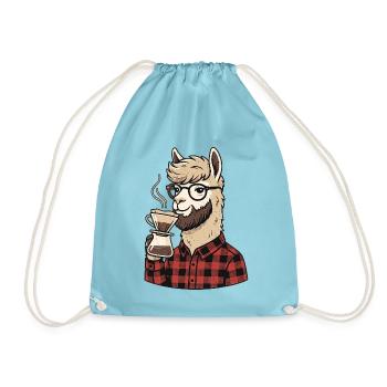 Kaffee Alpaka - Turnbeutel - Aqua - Vorne
