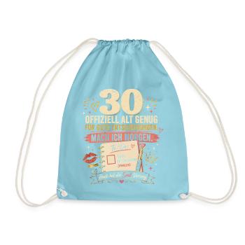 30 Geburtstag Frau Geschenk Lustiger Spruch - Turnbeutel - Aqua - Vorne