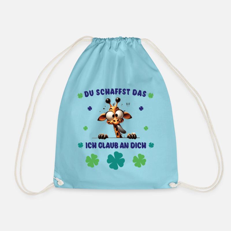 Du schaffst das! Glücksbringer Crazy Giraffe - Turnbeutel - Aqua