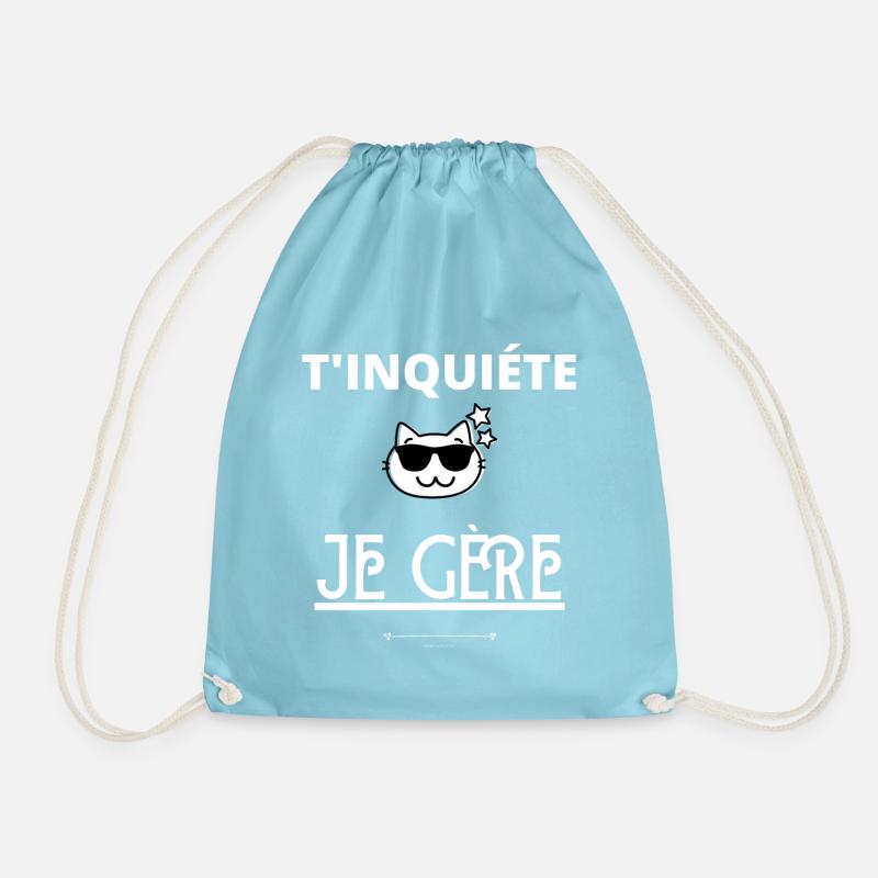 T WORRIED I GERE - Drawstring Bag - aqua