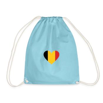Yellow and red tricolor heart - Drawstring Bag - aqua - Front