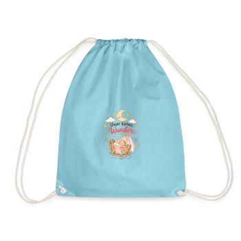 Unser Kleines Wunder – Kuschelmond Traumzeit - Turnbeutel - Aqua - Vorne
