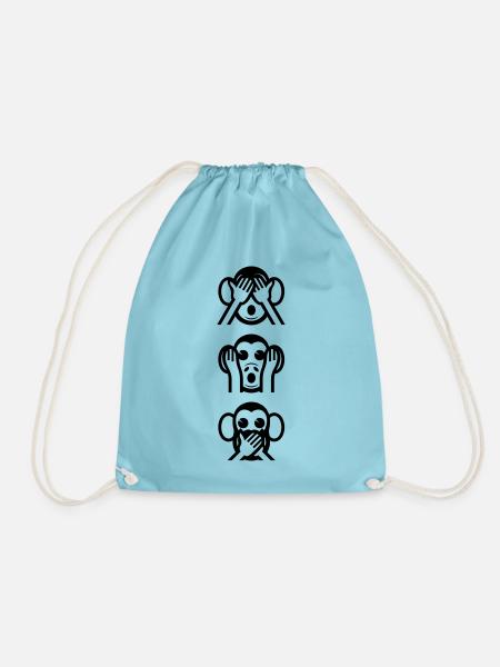 Three Wise Monkeys Vertikale - Turnbeutel - Aqua