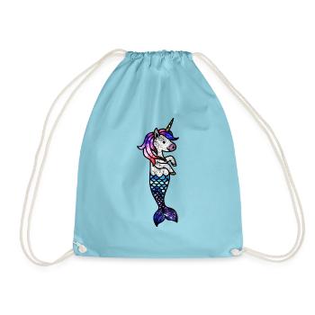 Cosmic Sea Unicorn - Drawstring Bag - aqua - Front