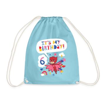 PJ Masks Owlette Birthday Design For 6th Birthday - Drawstring Bag - aqua - Front