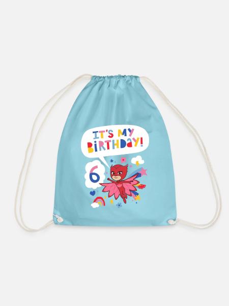PJ Masks Owlette Birthday Design For 6th Birthday - Drawstring Bag - aqua
