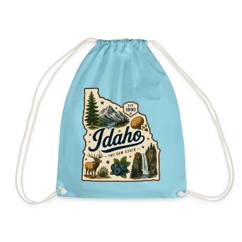 Idaho The Gem State Vintage Travel Aufkleber - Turnbeutel - Aqua - Vorne
