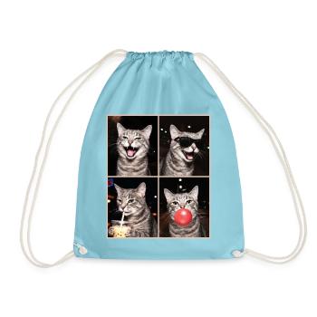 Katzen Graue Tabby Katze - Turnbeutel - Aqua - Vorne