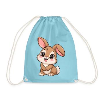 Hase Kawaii Style – Süßes Hasenmotiv - Turnbeutel - Aqua - Vorne