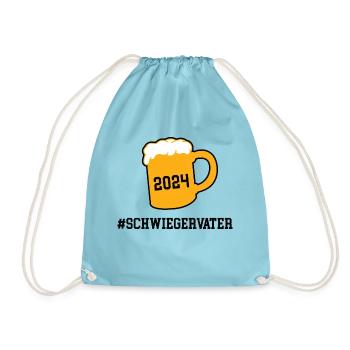 Schwiegervater 2024 Vater der Braut Schwiegerpapa - Turnbeutel - Aqua - Vorne