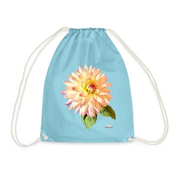 Fleurs de chrysanthèmes blanc jaunâtre avec un bord violet - Sac de sport léger - aqua - Devant