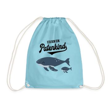 Patenkind Patenschaft Wal Motiv Pate Patensohn - Turnbeutel - Aqua - Vorne