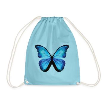 BUTTERFLY POLYGON in blue - Drawstring Bag - aqua - Front