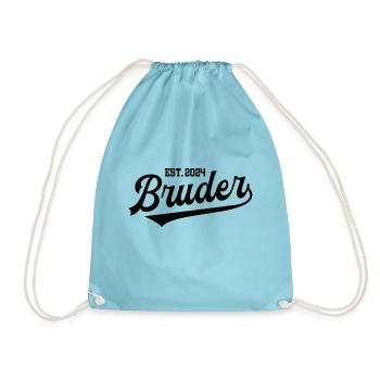 Bruder 2024 Nachwuchs Geschwister Baby Verkündung - Turnbeutel - Aqua - Vorne