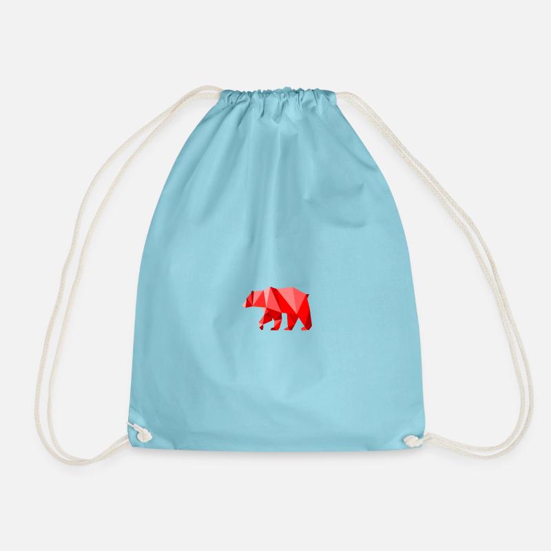Roter Lowpoly-Bär - Turnbeutel - Aqua