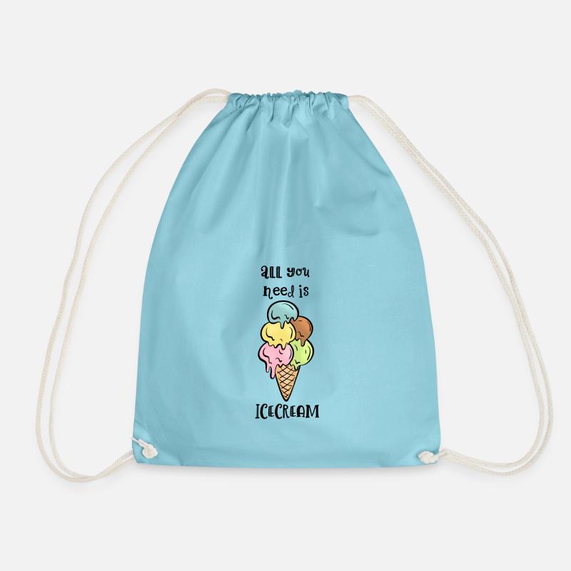 Ice cream cone with slogan - Drawstring Bag - aqua