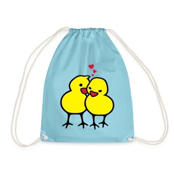 chicks in love (c) - Drawstring Bag - aqua - Front