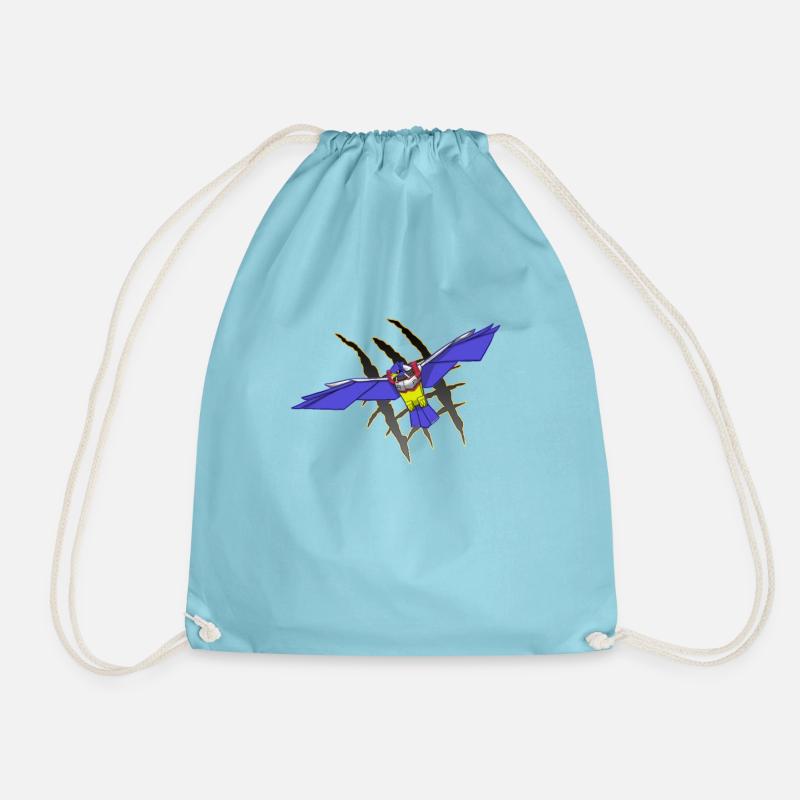 Robo Hawk robot Eagle Hawk - Drawstring Bag - aqua